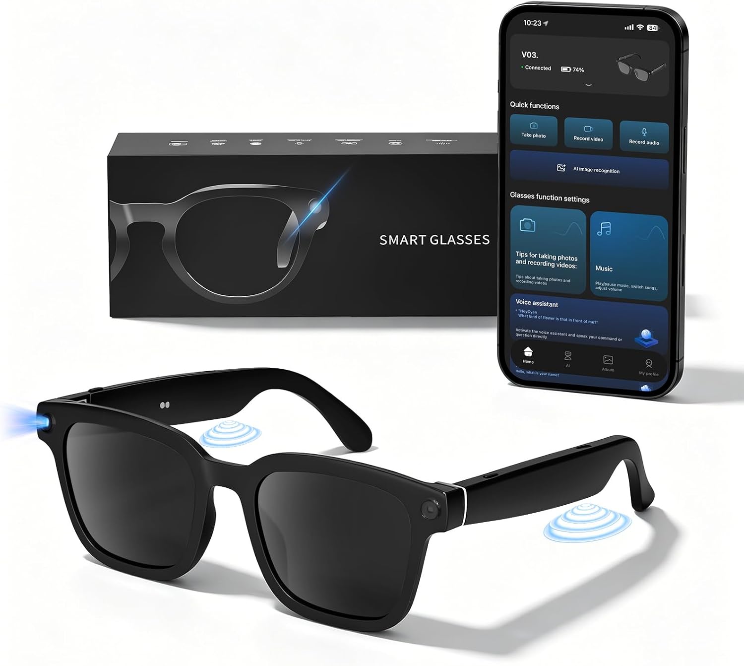 Smart Glasses Lens - HD Camera Bluetooth Smart Glasses: Voice