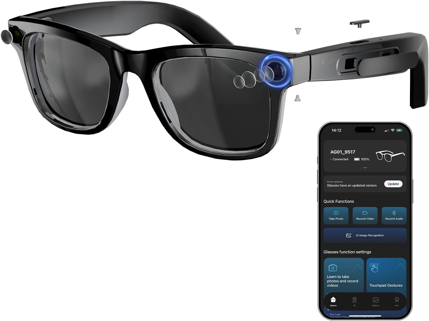 8MP AI Smart Glasses: 1080P Vi - Smart Glasses Lens review and price