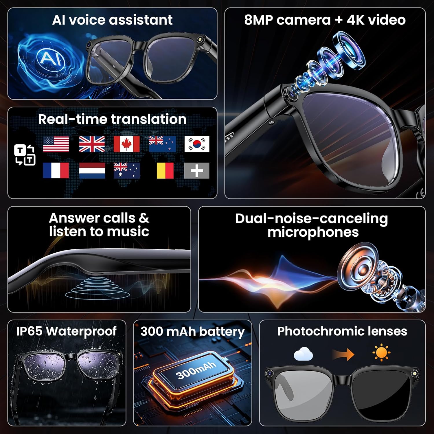 8MP Camera Smart Glasses: 4K P - Smart Glasses Lens review and price